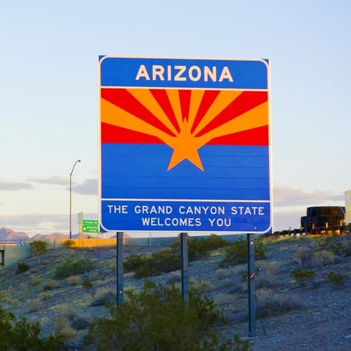 Arizona State line sign